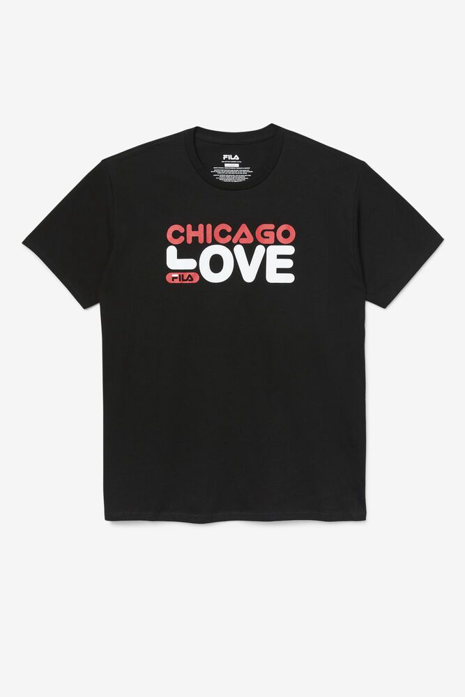 Fila Chicago Love Black T-Shirt Mens - NZ 54018-VTSX